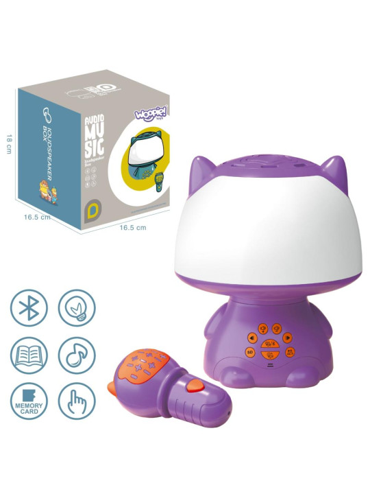 WOOPIE Multifunkcyjna Lampka RGB Głośnik Bluetooth Karaoke Modulator Głosu Karta SD Fioletowa