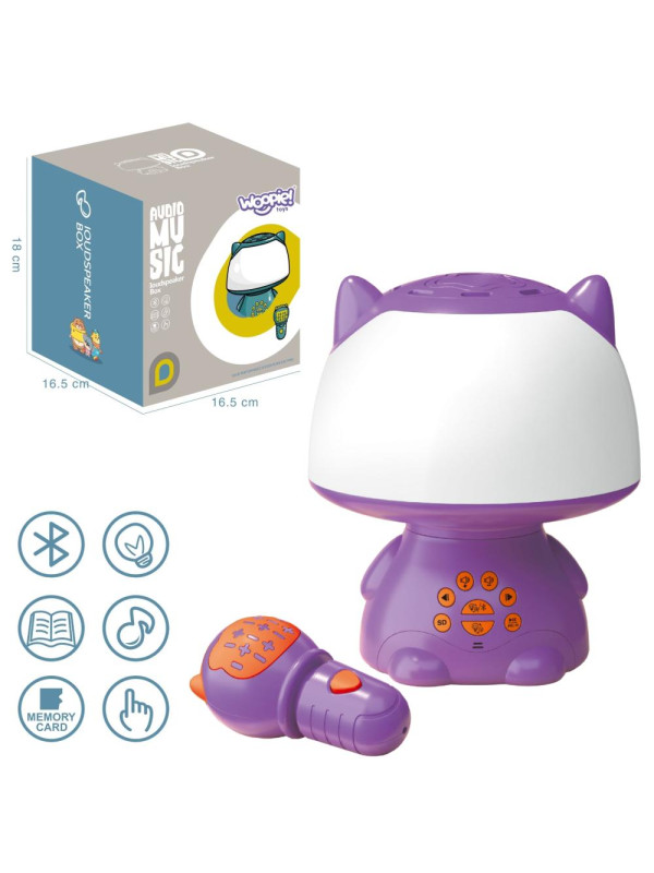 WOOPIE Multifunkcyjna Lampka RGB Głośnik Bluetooth Karaoke Modulator Głosu Karta SD Fioletowa