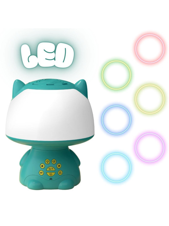 WOOPIE Multifunkcyjna Lampka RGB Głośnik Bluetooth Karaoke Modulator Głosu Karta SD Turkusowa