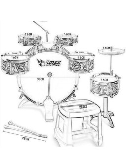 WOOPIE Perkusja Edukacyjna dla Dzieci 6 Bębnów 2 Talerze + Taboret