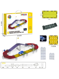 WOOPIE Magnetyczny Tor Samochodowy Wyścigowy + Autko 76 el.
