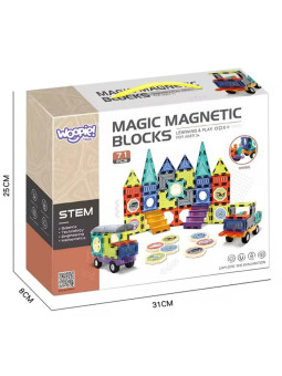 WOOPIE Klocki Magnetyczne 3D Zestaw Zamek Pojazdy 71el.