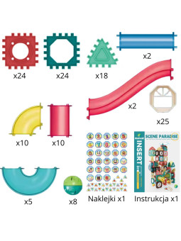 WOOPIE Klocki Konstrukcyjne 3D Zestaw Edukacyjny Tor Kulkowy 128el.
