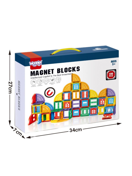 WOOPIE Klocki Magnetyczne Konstrukcyjne 3D Zestaw Edukacyjny Zamek 100el.