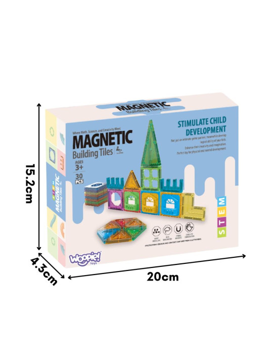 WOOPIE Klocki Magnetyczne Konstrukcyjne 3D Zestaw Edukacyjny Zamek 30el.