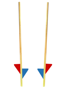 Szczudła drewniane cyrkowe dwustopniowe podwójne CZERWONO NIEBIESKIE 170 cm dla dzieci i dorosłych