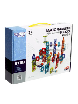 WOOPIE Klocki Magnetyczne Konstrukcyjne 3D Zestaw Edukacyjny Tor Kulkowy 113 el.