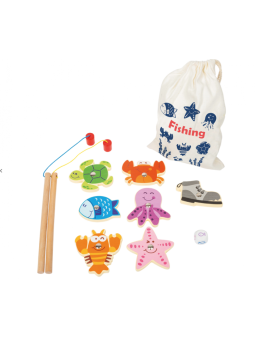 Zabawka Łowienie Rybek - zabawka  zręcznościowa dla dzieci, wersja podróżnicza , zabawka drewniana, zabawka dla 3 latka