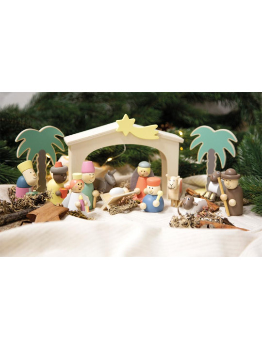 Wooden Manger Christmas Story Play Set