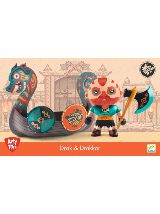 Figurka wikinga DRAK w smoczej łodzi DJ06849