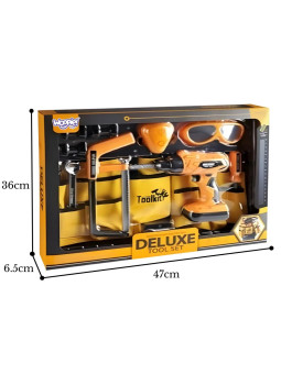 WOOPIE Zestaw Narzędzi Małego Majsterkowicza Gogle Wkrętarka Pas Na Narzędzia 16el.