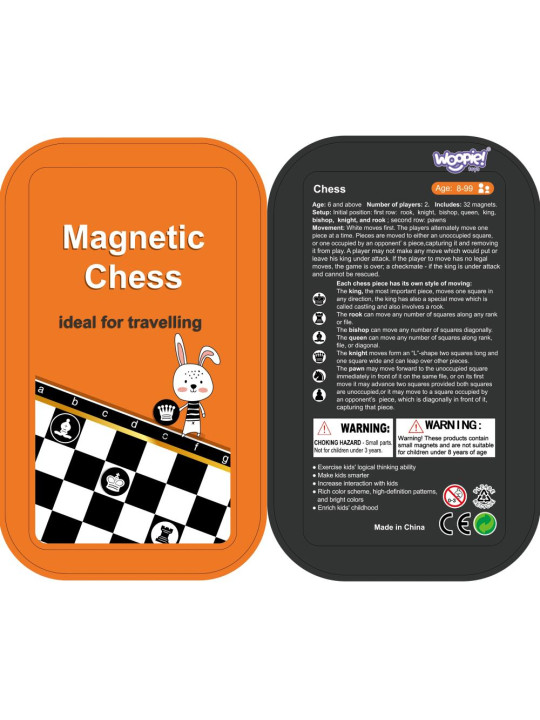 WOOPIE IQ Gra Szachy Warcaby Magnetyczne 2w1 Podróżna Kieszonkowa 5 sztuk