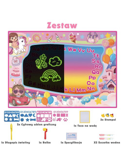 WOOPIE Mata Wodna do Malowania 2w1 XXL 100x70cm Świeci w Ciemności