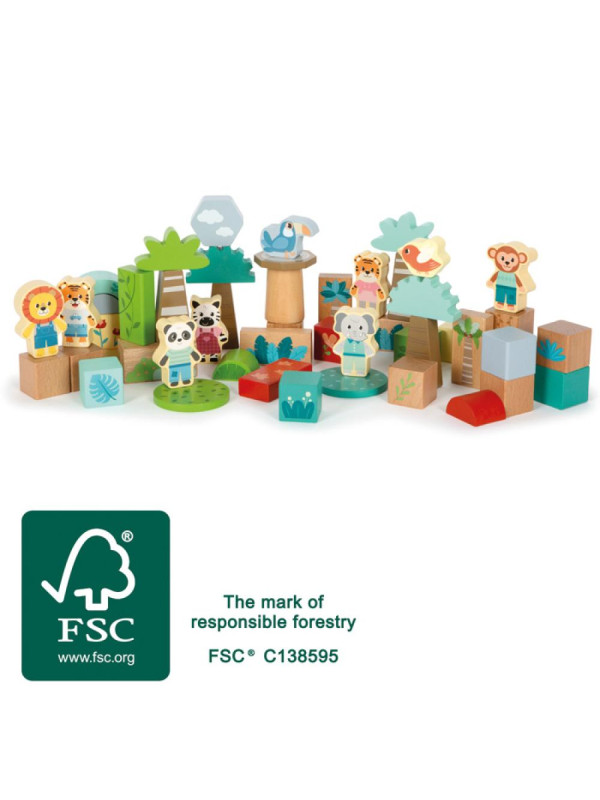 Wooden Building Blocks "Jungle Friends"
