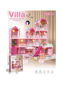 WOOPIE Domek dla Lalek Villa z Akcesoriami i Lalką Podświetlany 296el.