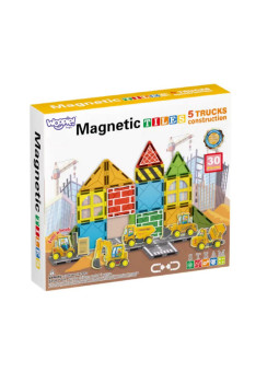 Woopie Zestaw Klocków Magnetycznych z Pojazdami Budowlanymi