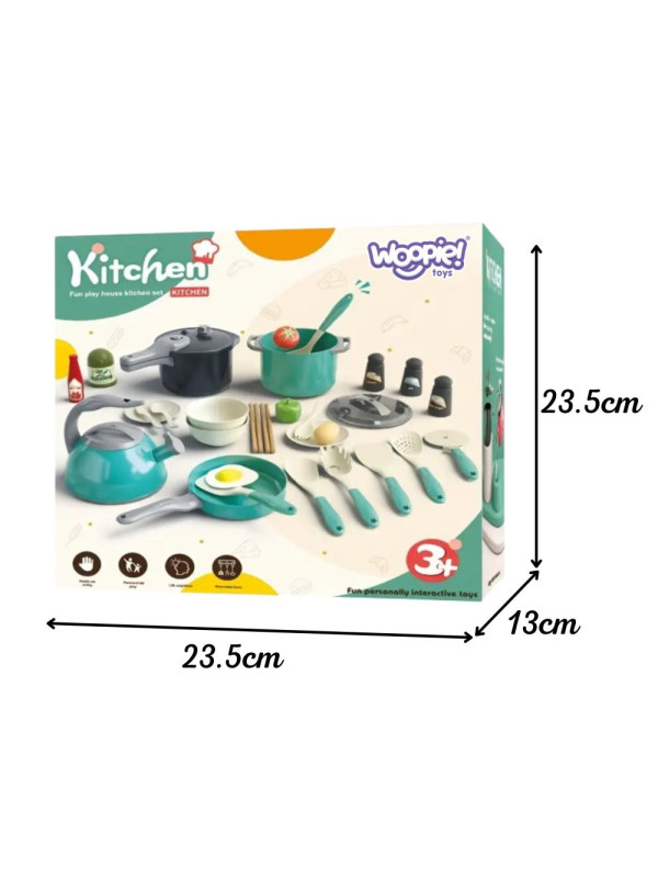 WOOPIE Zestaw Małego Kucharza Garnki Patelnia Czajnik Biały 32el.