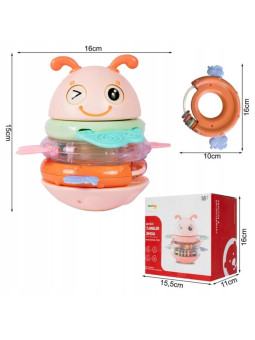 WOOPIE Baby Wańka Wstańka Zabawka Sensoryczna 2w1 Grzechotka Gryzak Różowa