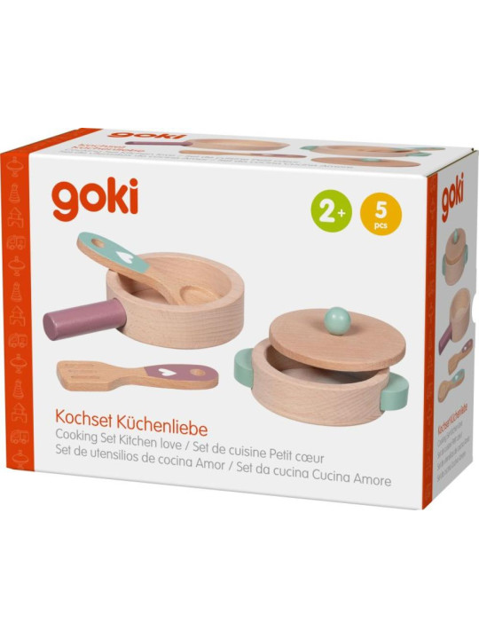Zabawa w gotowanie Drewniane garnki dla dzieci Kitchen love Goki
