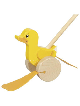 Drewniana zabawka na kiju do pchania kaczuszka Ellie Goki