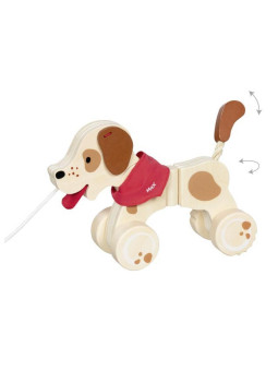 Drewniany piesek Max zabawka do ciągnięcia Goki