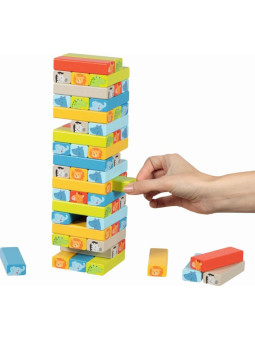 Drewniana wieża gra zręcznościowa z motywami zwierzęcymi Goki