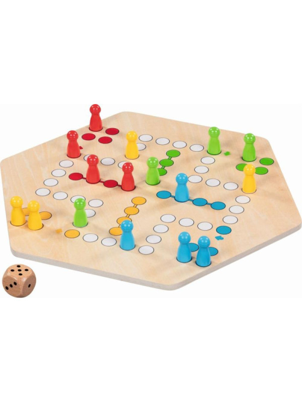 Duża drewniana gra planszowa chińczyk Ludo dla 4 i 6 graczy Goki