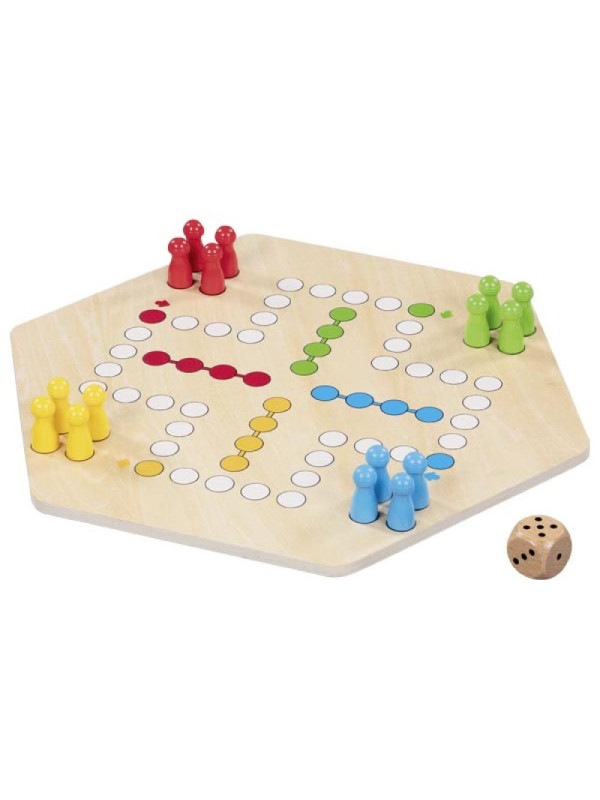 Duża drewniana gra planszowa chińczyk Ludo dla 4 i 6 graczy Goki