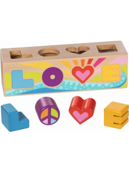 Kolorowy sorter kształtów drewniany LOVE Goki