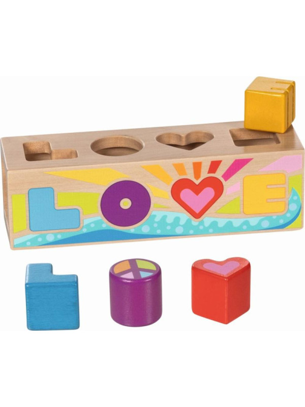 Kolorowy sorter kształtów drewniany LOVE Goki