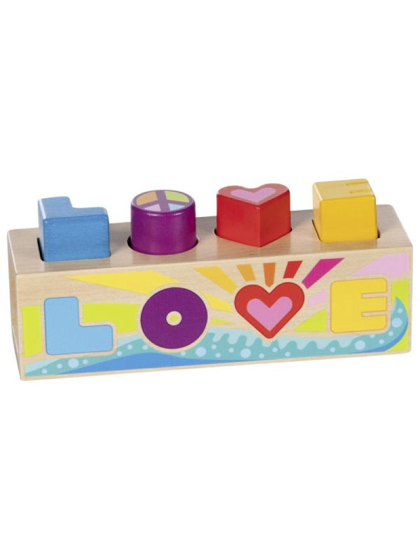 Kolorowy sorter kształtów drewniany LOVE Goki