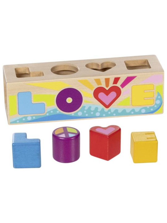 Kolorowy sorter kształtów drewniany LOVE Goki