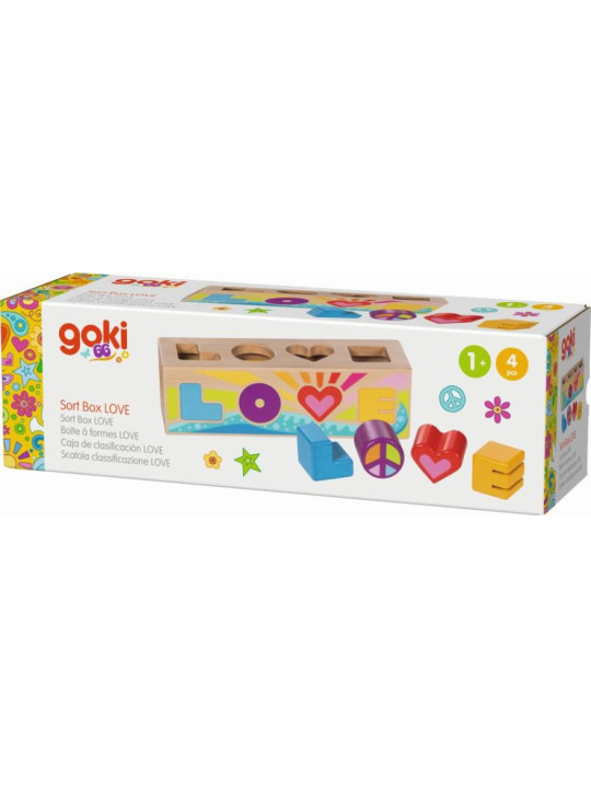 Kolorowy sorter kształtów drewniany LOVE Goki