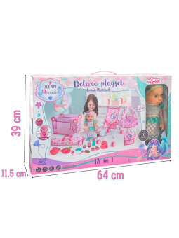 WOOPIE ROYAL Lalka Bobas 36 cm Syrenka Interaktywna Zestaw XXL Opiekunka 18w1