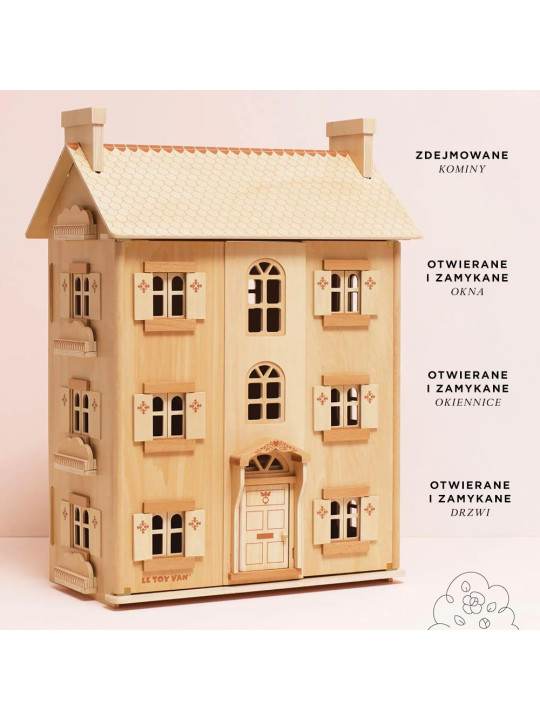 Naturalny drewniany domek dla lalek, zabawka dla dzieci, lalki, Le Toy Van Naturalny drewniany domek dla lalek, zabawka dla dzieci, lalki, Le Toy Van