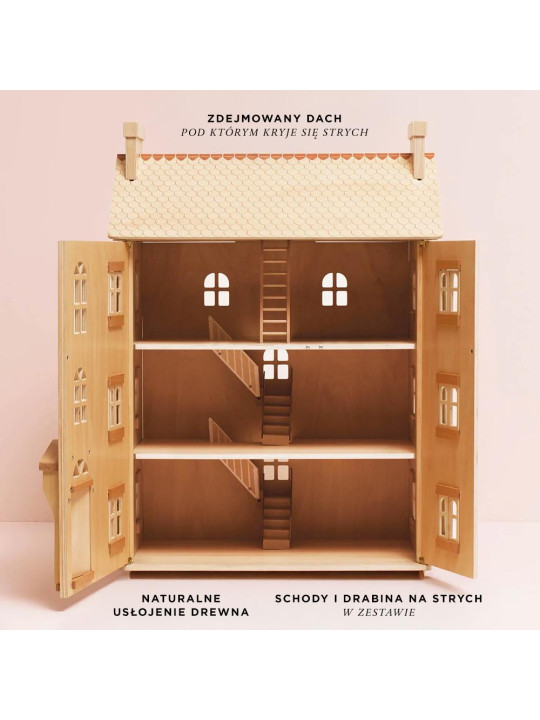 Naturalny drewniany domek dla lalek, zabawka dla dzieci, lalki, Le Toy Van Naturalny drewniany domek dla lalek, zabawka dla dzieci, lalki, Le Toy Van