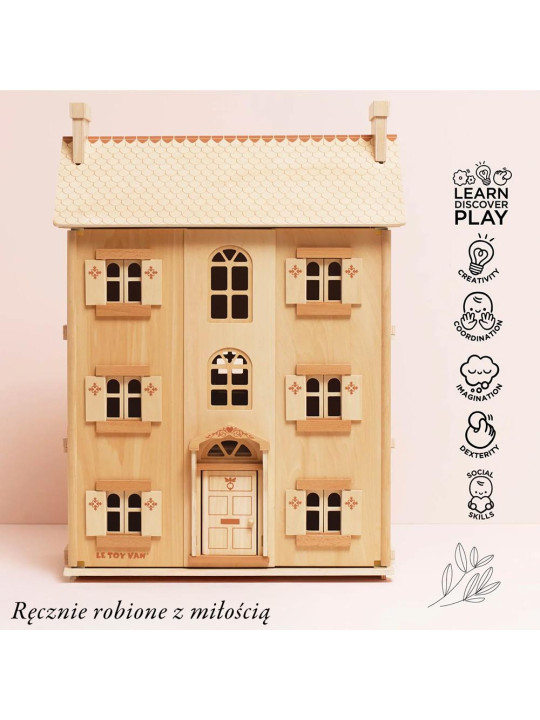 Naturalny drewniany domek dla lalek, zabawka dla dzieci, lalki, Le Toy Van Naturalny drewniany domek dla lalek, zabawka dla dzieci, lalki, Le Toy Van