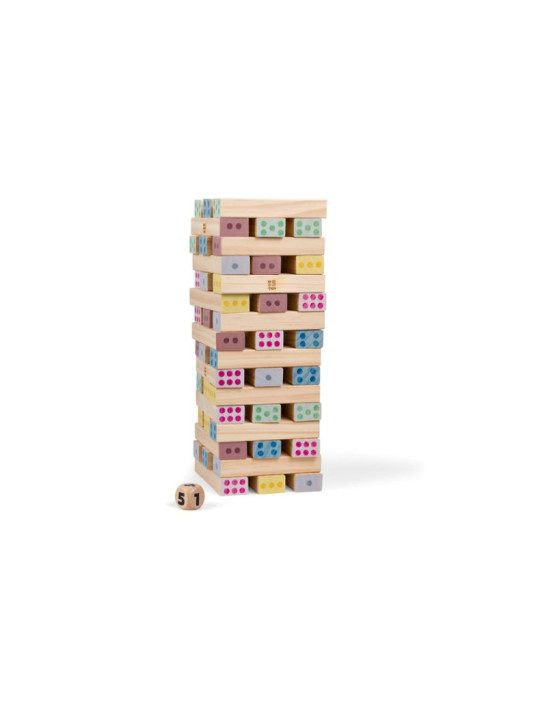 BS Toys, drewniana gra wieża numerów z kostką BS Toys, drewniana gra wieża numerów z kostką