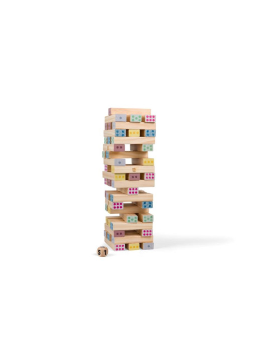 BS Toys, drewniana gra wieża numerów z kostką BS Toys, drewniana gra wieża numerów z kostką