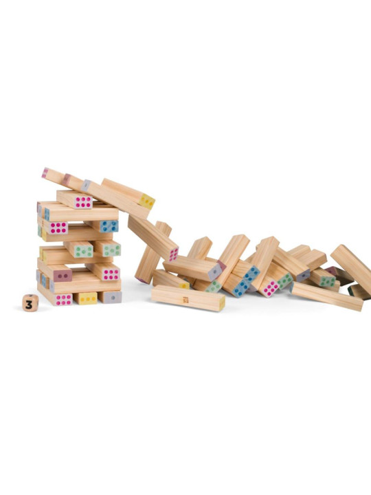 BS Toys, drewniana gra wieża numerów z kostką BS Toys, drewniana gra wieża numerów z kostką