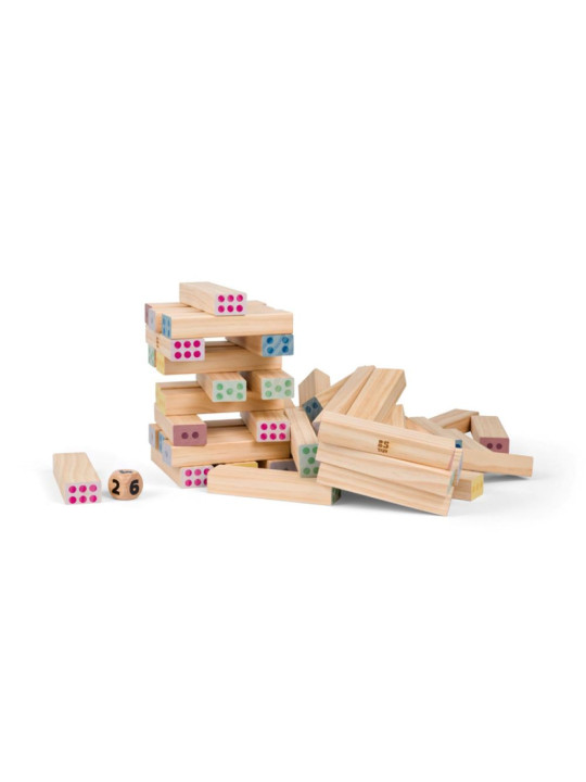 BS Toys, drewniana gra wieża numerów z kostką BS Toys, drewniana gra wieża numerów z kostką