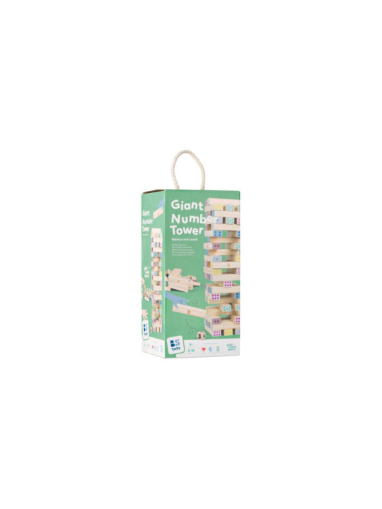 BS Toys, drewniana gra wieża numerów z kostką BS Toys, drewniana gra wieża numerów z kostką