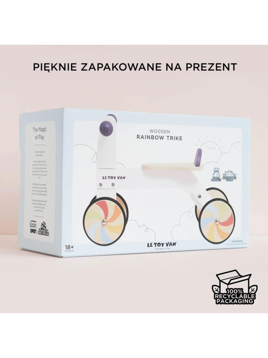 Tęczowy pierwszy jeździk, drewniana zabawka na kołach dla dzieci Le Toy Van Tęczowy pierwszy jeździk, drewniana zabawka na kołach dla dzieci Le Toy Van