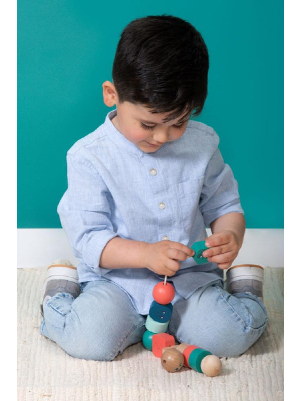 BS Toys, drewniana nawlekanka klocki Buźki