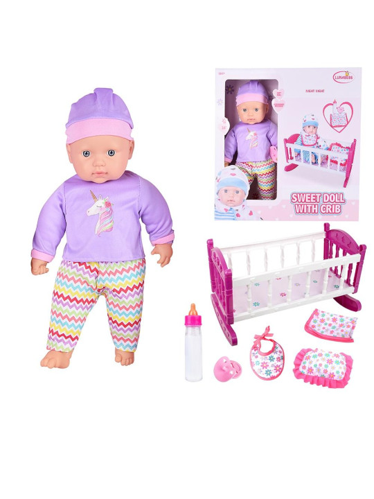 WOOPIE ROYAL Zestaw XL Opiekunka Lalka Jednorożec z Kołyską i Zestawem do Karmienia