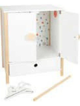 Drewniana Szafka na ciuchy dla lalek  - biała small foot design- zabawka drewniana, zabawa z lalkami dla 3 latka