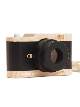 Drewniany aparat fotograficzny retro z kalejdoskopem, zabawka, Le Toy Van