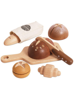 Drewniany zestaw pieczywa z nożem do krojenia, zabawka dzieci Le Toy Van