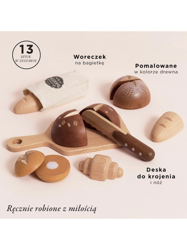 Drewniany zestaw pieczywa z nożem do krojenia, zabawka dzieci Le Toy Van Drewniany zestaw pieczywa z nożem do krojenia, zabawka dzieci Le Toy Van