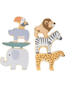 Zabawka drewniana , small foot design Wieża ze zwierząt Safarii, zabawka dla rocznego dziecka